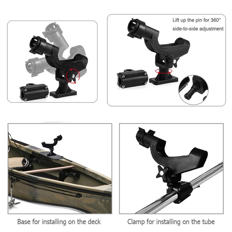 JSHANMEI Fishing Rod Holder Boat Rod Holder Large Clamp Opening 360 Degree Adjustable Fishing Rod Racks Fishing Pole Holder for Kayak Boat Dock RH50 2 Pack - Image 4